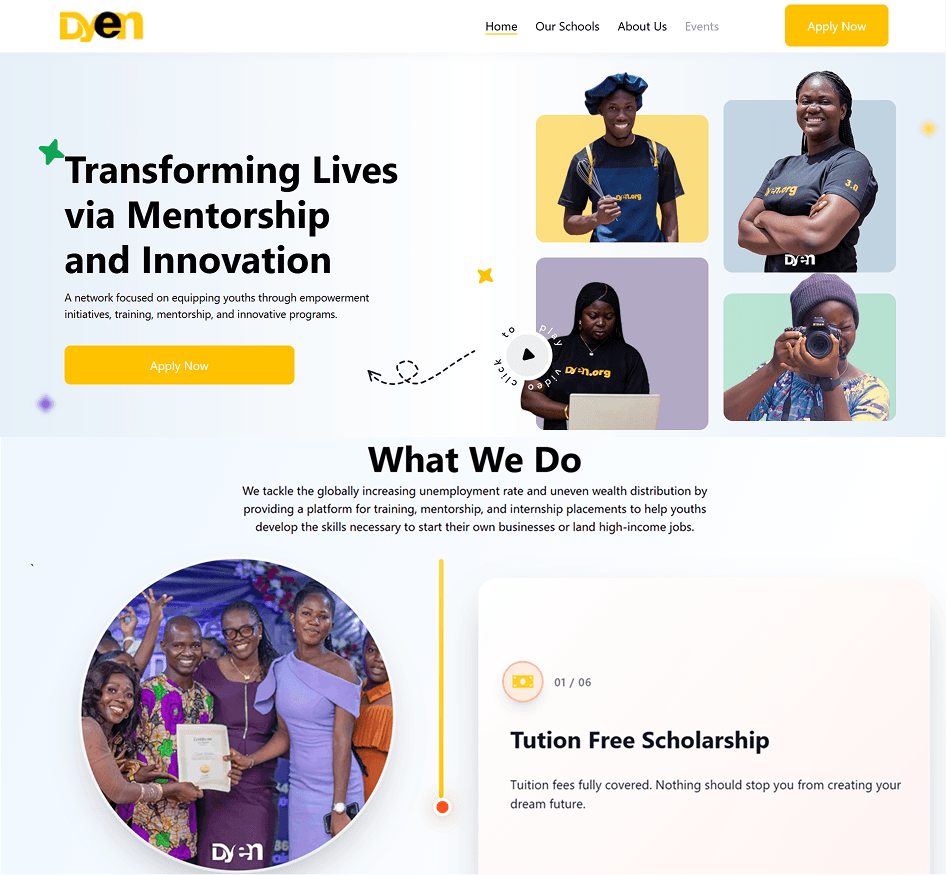 DYEN's website redesign