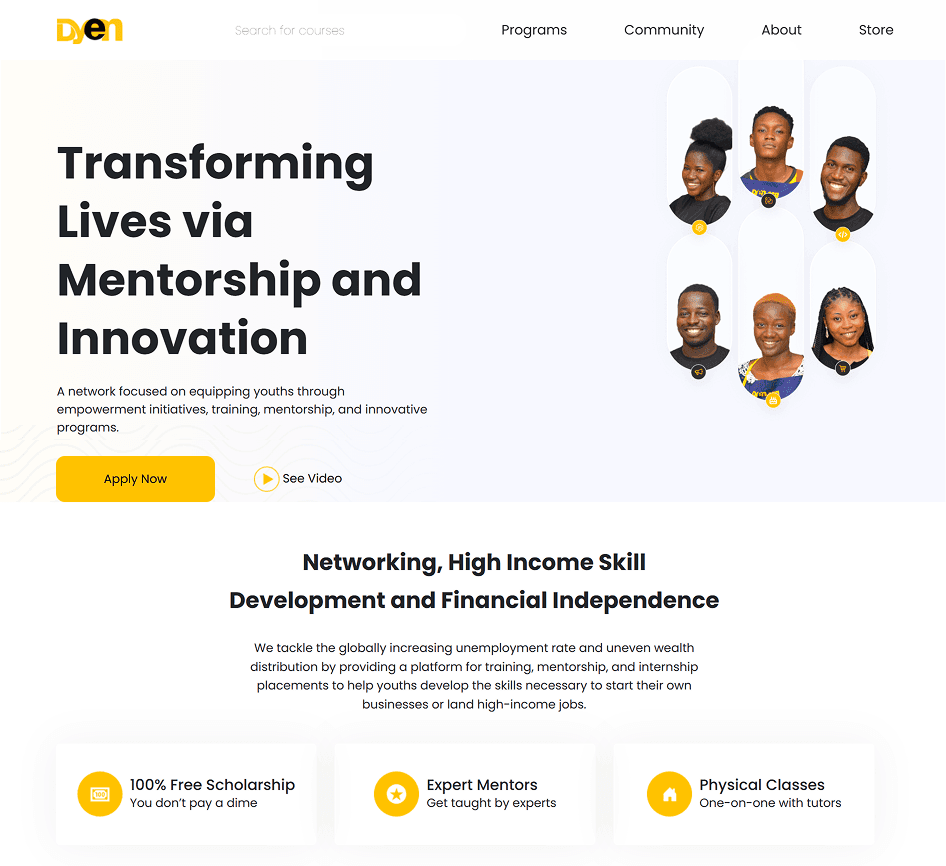 DYEN's website redesign